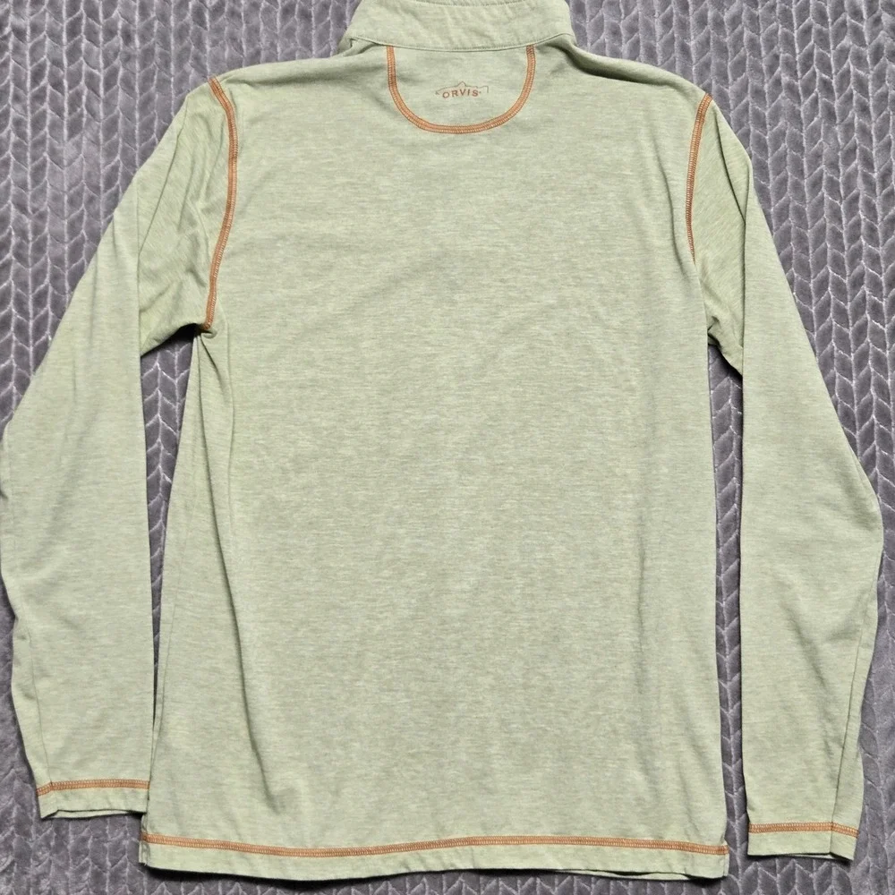 Orvis Trout Bum Mens Medium Green Heather 1/4 Zip Pullover Fish 1R47 Trout Logo